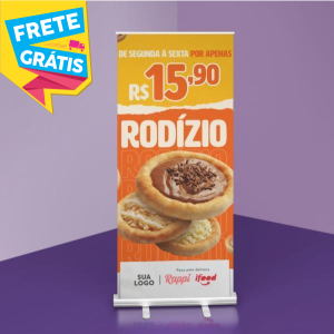 ECO ROLL-UP COMPLETO Alumínio/Poliestireno 2.0m x 80cm 4x0 Tecido ECO Sintético Completo FRETE GRÁTIS NAS COMPRAS ACIMA DE 100,00, CONSULTE AS REGIÕES.