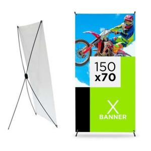 ECO X BANNER COMPLETO Poliestireno/Fibra 1.50m x 70cm  Tecido ECO Sintético Completo 