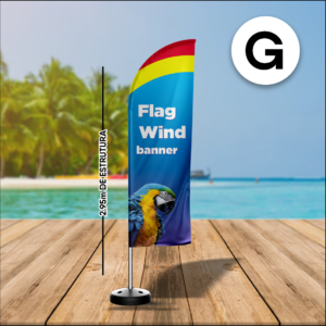 WIND BANNER COMPLETO (G) Base Titan Black 2.90M X 0.65M Dupla-Face | Impressão Ultra-HD EPSON Tecido TecnoSport 100% Sintético FACA | PENA | VELA | ÂNGULO Estrutura de Alumínio Desmontável