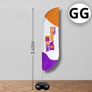 WIND BANNER COMPLETO (GG) Base Titan Black 3.45M X 0.65M Dupla-Face | Impressão Ultra-HD EPSON Tecido TecnoSport 100% Sintético FACA | PENA | VELA | ÂNGULO Estrutura de Alumínio Desmontável