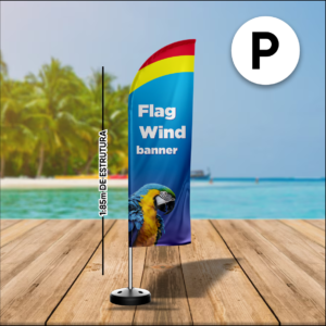 WIND BANNER COMPLETO (P) Base Titan Black 1.85M X 0.65M Dupla-Face | Impressão Ultra-HD EPSON Tecido TecnoSport 100% Sintético FACA | PENA | VELA | ÂNGULO Estrutura de Alumínio Desmontável
