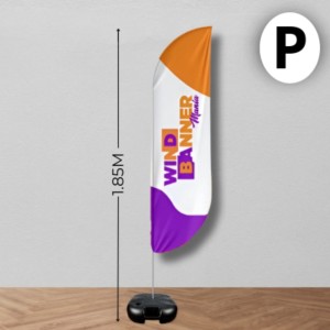 WIND BANNER COMPLETO (P) Base Titan Black 1.85M X 0.65M Dupla-Face | Impressão Ultra-HD EPSON Tecido TecnoSport 100% Sintético FACA | PENA | VELA | ÂNGULO Estrutura de Alumínio Desmontável