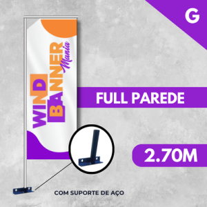 WIND BANNER FULL PAREDE (G) Completo com Hastes e Suporte de Aço 2.70m x 0.65m Dupla-Face 4 x 4 RETANGULAR Embalagem / Estrutura de Alumínio Desmontável FRETE GRÁTIS NAS COMPRAS ACIMA DE 100,00, CONSULTE AS REGIÕES.