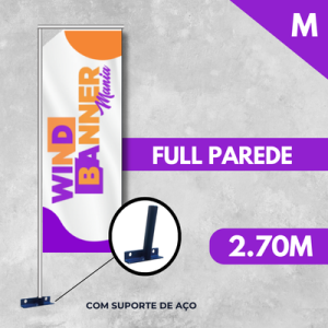 WIND BANNER FULL PAREDE (M) Completo com Hastes e Suporte de Aço 2.70m x 0.65m Dupla-Face 4 x 4 RETANGULAR Embalagem / Estrutura de Alumínio Desmontável FRETE GRÁTIS NAS COMPRAS ACIMA DE 100,00, CONSULTE AS REGIÕES.