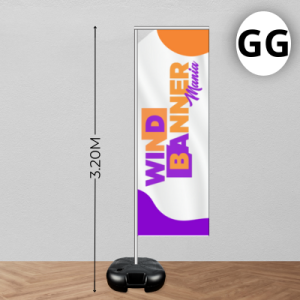WIND FULL COMPLETO (GG) Base Titan Black Redonda 3.20m x 0.65m Dupla-Face | Impressão Ultra-HD EPSON Tecido TecnoSport 100% Sintético RETANGULAR Estrutura de Alumínio Desmontável