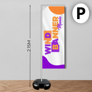 WIND FULL COMPLETO (P) Base Titan Black Redonda 2.15m x 0.65m Dupla-Face | Impressão Ultra-HD EPSON Tecido TecnoSport 100% Sintético RETANGULAR Estrutura de Alumínio Desmontável