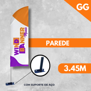 WIND PAREDE (GG) Completo com Hastes e Suporte de Aço 3.45M X 0.65M Dupla-Face Ultra-HD Sublimática EPSON Modelos PENA-FACA-VELA-ÂNGULO Embalagem Estrutura de Alumínio Desmontável